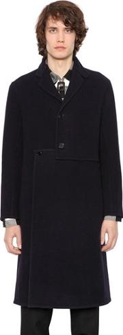Asymmetrical Front Wool & Cashmere Coat 