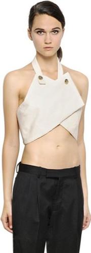 Cotton Drill Wrap Style Crop Top 