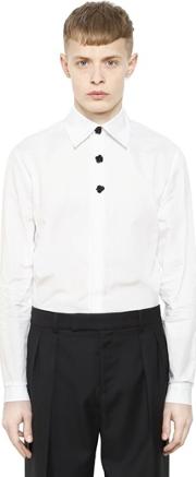 Cotton Poplin Shirt With Knot Buttons 