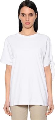 Knotted Cotton Jersey T Shirt 