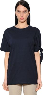 Knotted Cotton Jersey T Shirt 