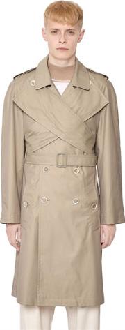 Wrap Front Techno & Cotton Trench Coat 