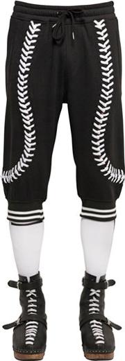 Baseball Seams Crop Cotton Jogging Pants 