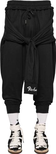 Cotton Jogging Pants W Tied Sleeves 