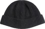 Ribbed Wool Knit Beanie Hat 