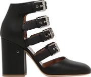 90mm Maja Buckles Leather Ankle Boots 