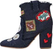 95mm Patches Denim Ankle Boots 