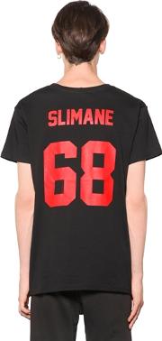 Slimane Printed Cotton Jersey T Shirt 