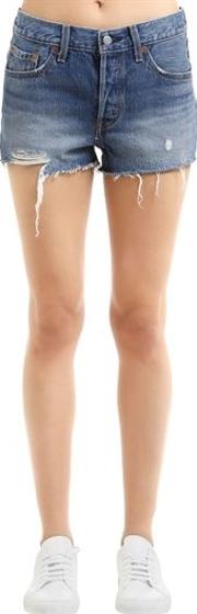 501 Distressed Cotton Denim Shorts 