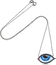 Enameled Eye Necklace With Rubies 