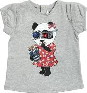 Panda Print Blend Cotton Jersey T Shirt 