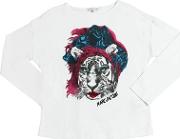 Tiger Printed Cotton Jersey T Shirt 