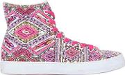 Embellished Canvas High Top Sneakers 