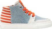 Denim & Leather High Top Sneakers 