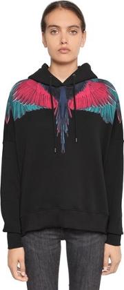 Wings Print Hooded Cotton Sweatshirt 
