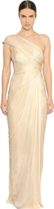 Darlinda Pleated Silk Tulle Gown 