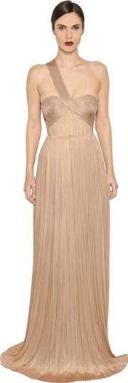 Imman Draped Pleated Silk Tulle Gown 