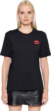 Patch Lips Cotton Jersey T Shirt 