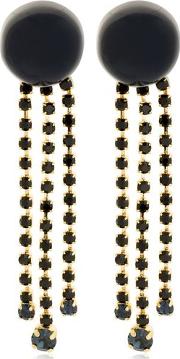 Dot With Crystal Fringe Clip On Earrings 