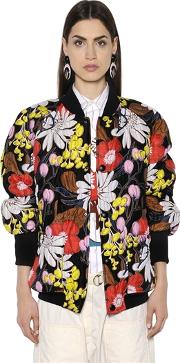 Floral Printed Quilted Bomber Jacket 