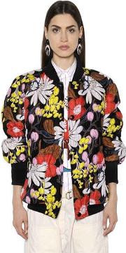 Floral Printed Quilted Bomber Jacket 