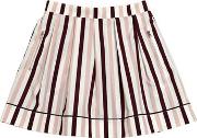 Striped Cotton Poplin Pleate Skirt 