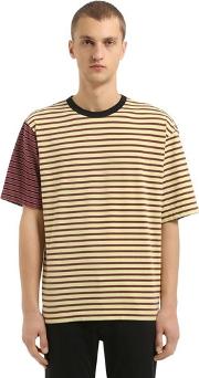 Oversized Striped Cotton Jersey T Shirt 