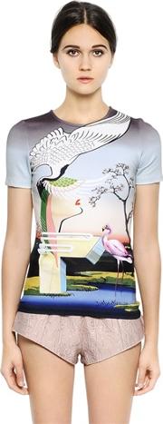 Flamingo Printed Viscose Jersey T Shirt 