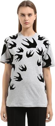 Swallow Flocked Cotton Jersey T Shirt 