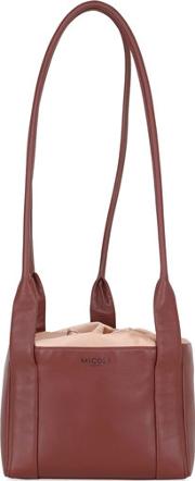 Silk Satin & Nappa Leather Tote Bag 