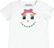 Smiley Embellished Cotton Jersey T Shirt 
