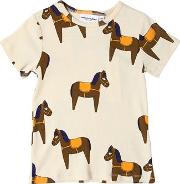 Horses Print Cotton Jersey T Shirt 
