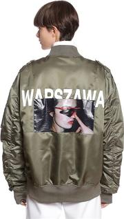 Oversized Warszawa Printed Bomber Jacket 