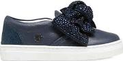 Bow Embellished Nappa Leather Sneakers 