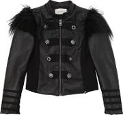 Faux Leather & Faux Fur Casual Jacket 