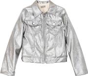 Faux Leather & Faux Fur Metallic Jacket 