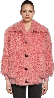 Curly Shearling Bomber Jacket 