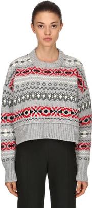 Wool Jacquard Cropped Sweater 