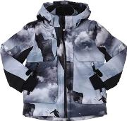 Clouds Print Nylon Ski Jacket 