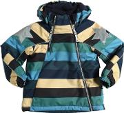 Waterproof Striped Nylon Ski Jacket 