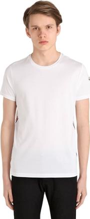 Logo Stripe Detail Cotton Jersey T Shirt 