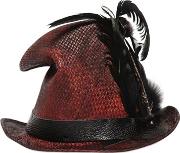 Vintage Effect Straw Top Hat W Feathers 