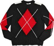 Argyle Destroyed Wool Blend Sweater 