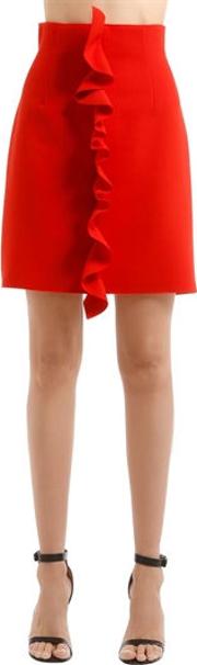 Double Crepe Cady Mini Skirt W Ruffles 