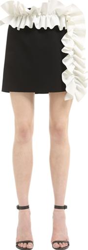 Double Crepe Mini Skirt With Ruffles 