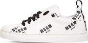 Logo Printed Faux Leather Sneakers 