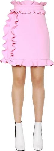 Ruffle Technical Stretch Cady Mini Skirt 