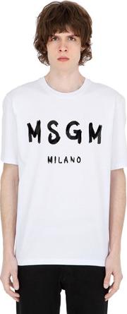 Vinyl Logo Print Cotton Jersey T Shirt 