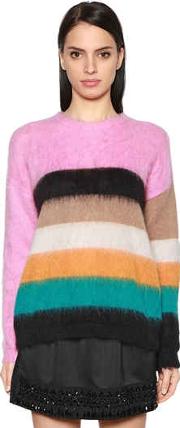 Loose Fit Striped Mohair Blend Sweater 