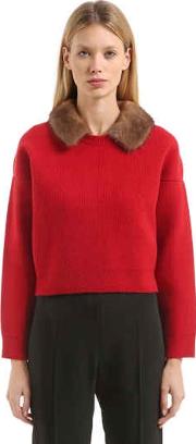 Needle Punched Knit Sweater W Mink Fur 